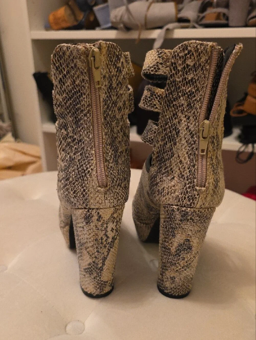 beau ashe - Snake-Print Strappy Peep-Toe Platform Heels
